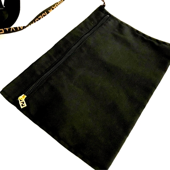 FENDI BLACK NYLON LEATHER 2 WAY TRAVEL HAND BAG/1A4261 - Picture 9 of 14